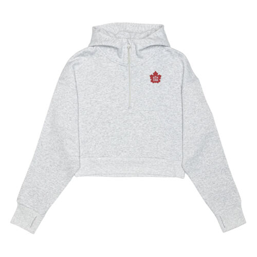 Unisex Crest Embroidered Half Zip Cropped Hoodie Thumbnail